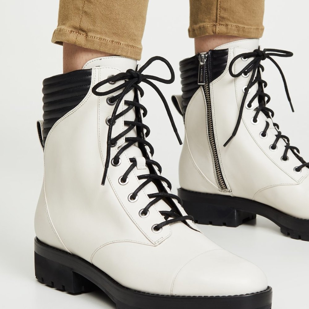 Michael Kors Bastian Lace-up White Combat Boots - Picture 3 of 12